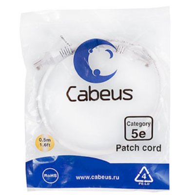 патч-корд Cabeus PC-UTP-RJ45-CAT.5E-0.5M-WH Белый