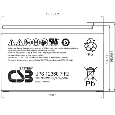 батарея для UPS CSB UPS123607 F2