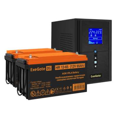 комплект ИБП ExeGate SineTower SZ-1000.LCD.AVR.2SH.1C13.USB EX296799RUS