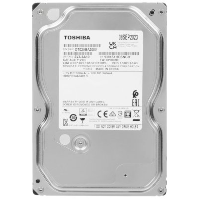 жесткий диск Toshiba DT02-V Series Surveillance 2Tb DT02ABA200V Серебристый